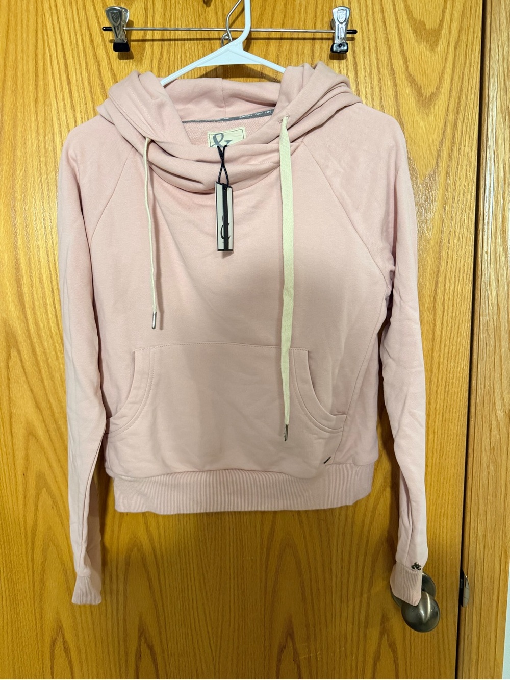 AMPERSAND AVE Light Pink Cowl-Neck Pullover Hoodie